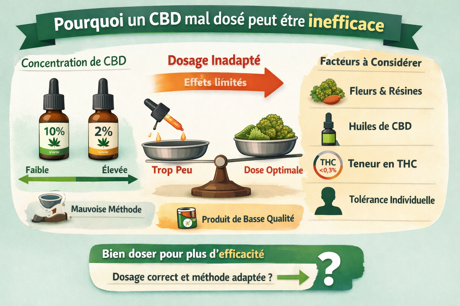 Pourquoi un CBD mal dosé peut être inefficace