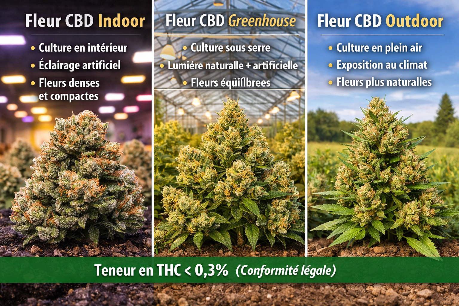 Fleur CBD indoor, greenhouse ou outdoor Fleur CBD indoor, greenhouse ou outdoor