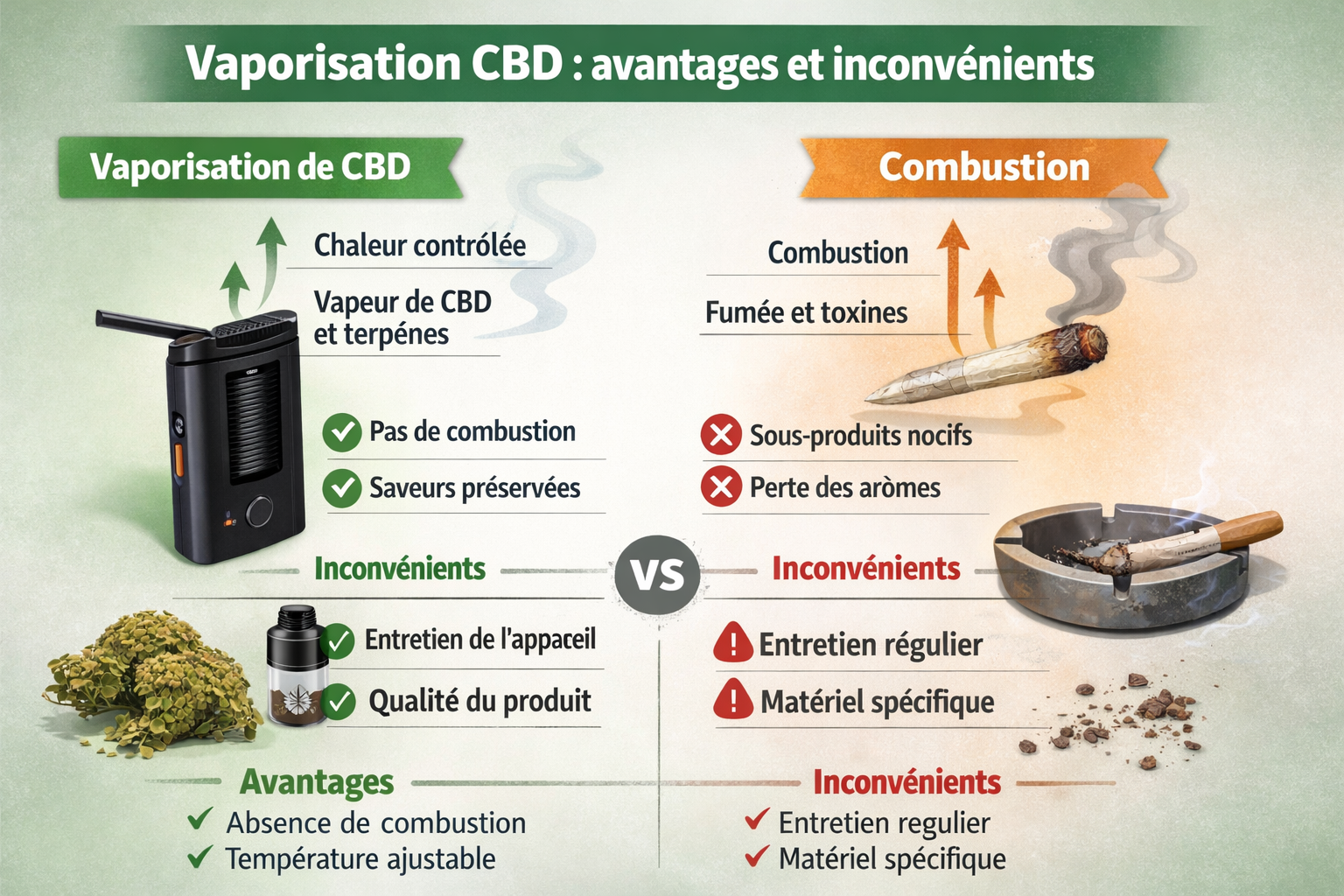 Vaporisation CBD : avantages et inconvénients Vaporisation CBD : avantages et inconvénients