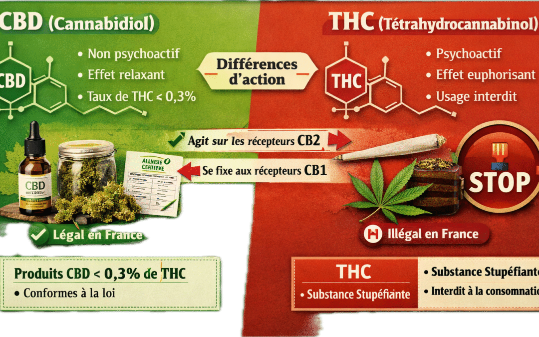 CBD vs THC : différences, effets et légalité