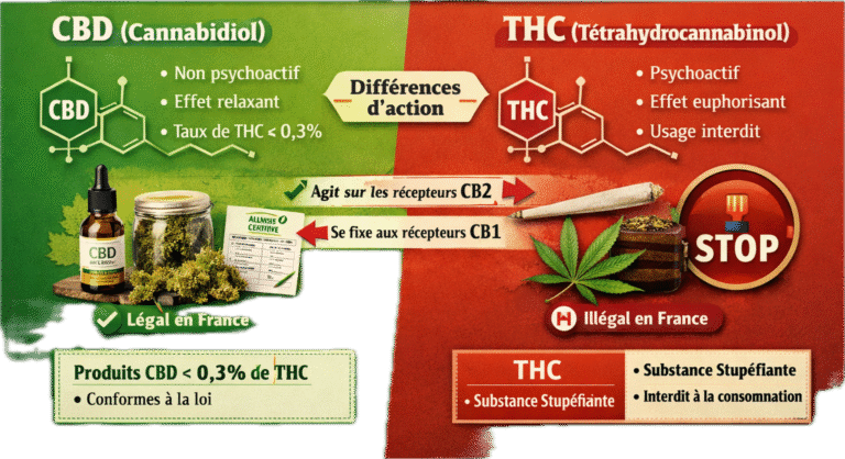 CBD vs THC : différences, effets et légalité