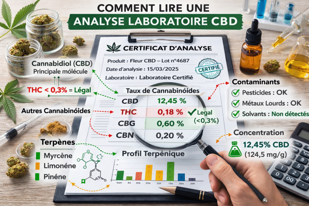 Comment lire une analyse laboratoire CBD