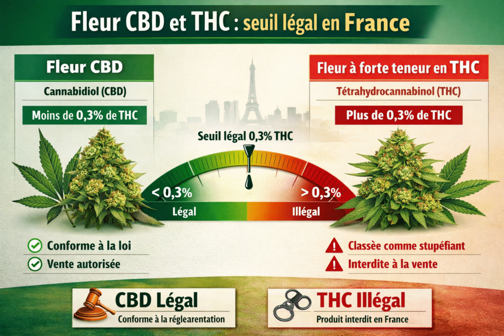 Fleur CBD et THC : seuil légal