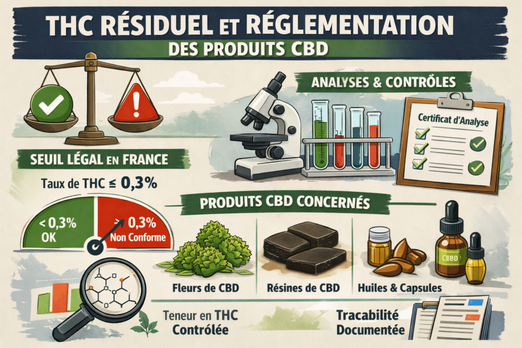 THC résiduel et réglementation