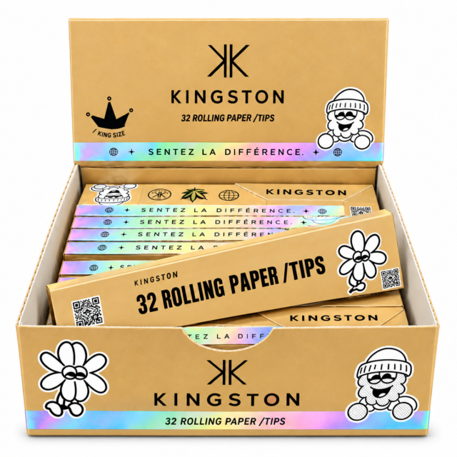 Présentoir doré de carnets Kingston de 32 feuilles brunes avec tips