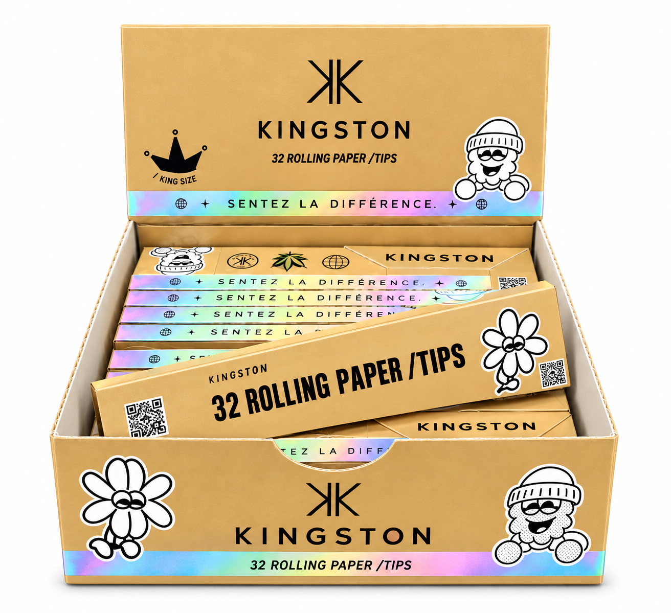 Présentoir doré de carnets Kingston de 32 feuilles brunes avec tips